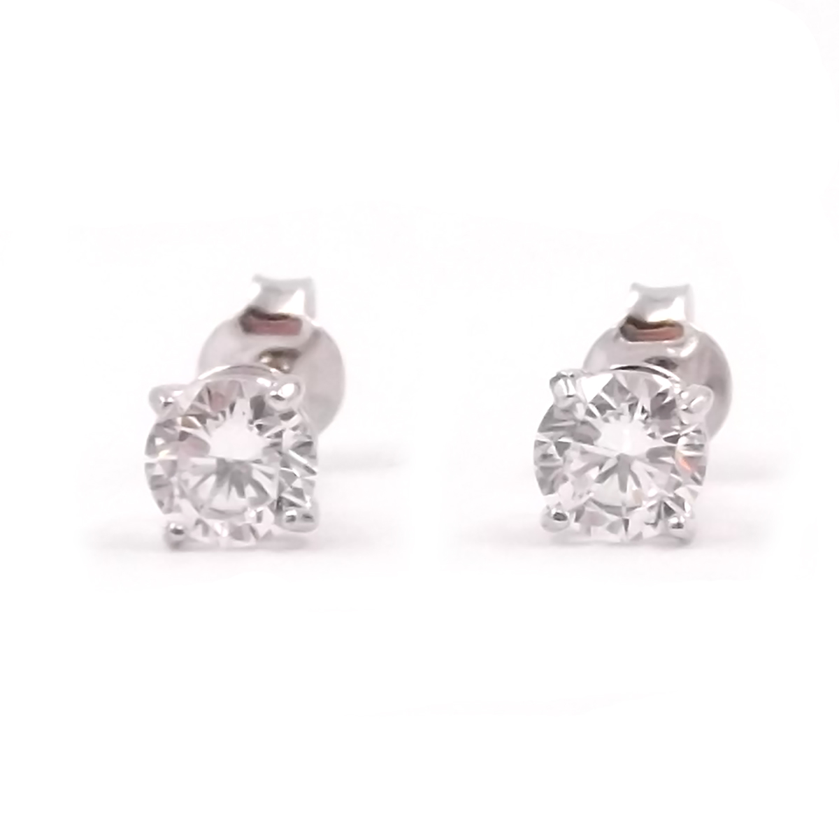 Boucles d'oreilles bouche-trou en or blanc 14 kt. point lumineux lobe pour femme ou fille