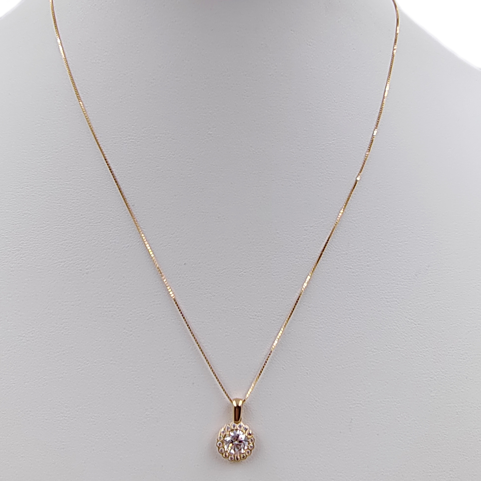 14 kt Yellow Gold Point Light Woman Necklace with Brilliant White Zircon chain
